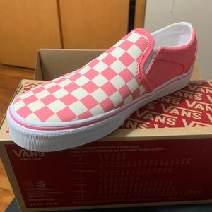 Strawberry Pink Checkerboard Vans